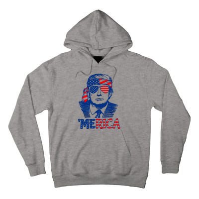 Merica Trump Happy 4th Of July Trump American Flag Fun Tall Hoodie