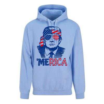 Merica Trump Happy 4th Of July Trump American Flag Fun Unisex Surf Hoodie