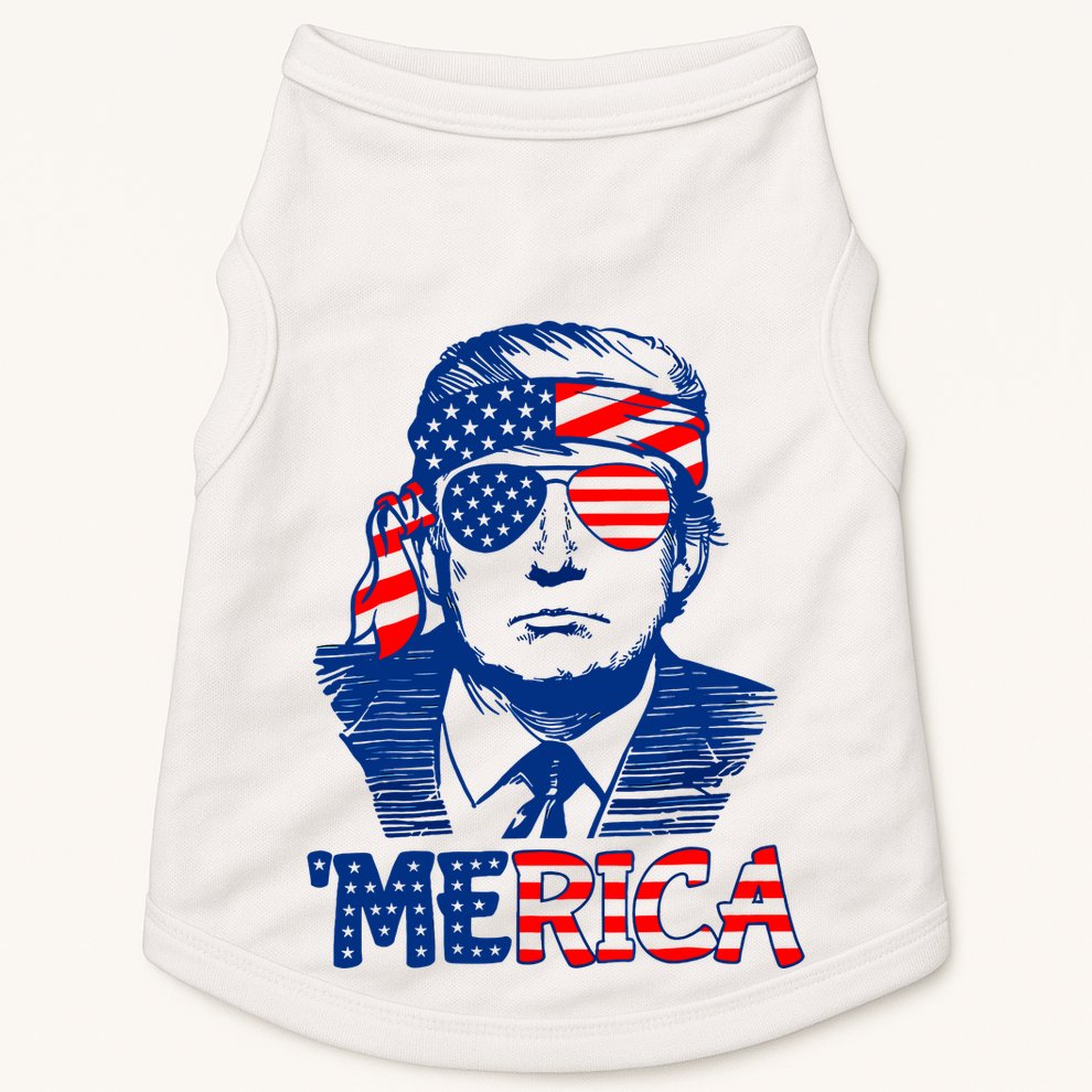 Merica Trump Happy 4th Of July Trump American Flag Fun Doggie Tank