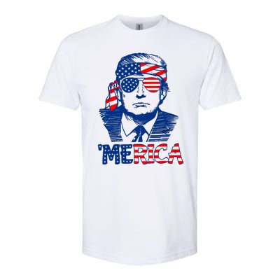 Merica Trump Happy 4th Of July Trump American Flag Fun Softstyle CVC T-Shirt