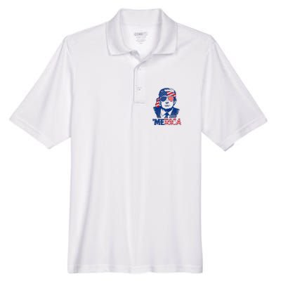 Merica Trump Happy 4th Of July Trump American Flag Fun Men's Origin Performance Pique Polo