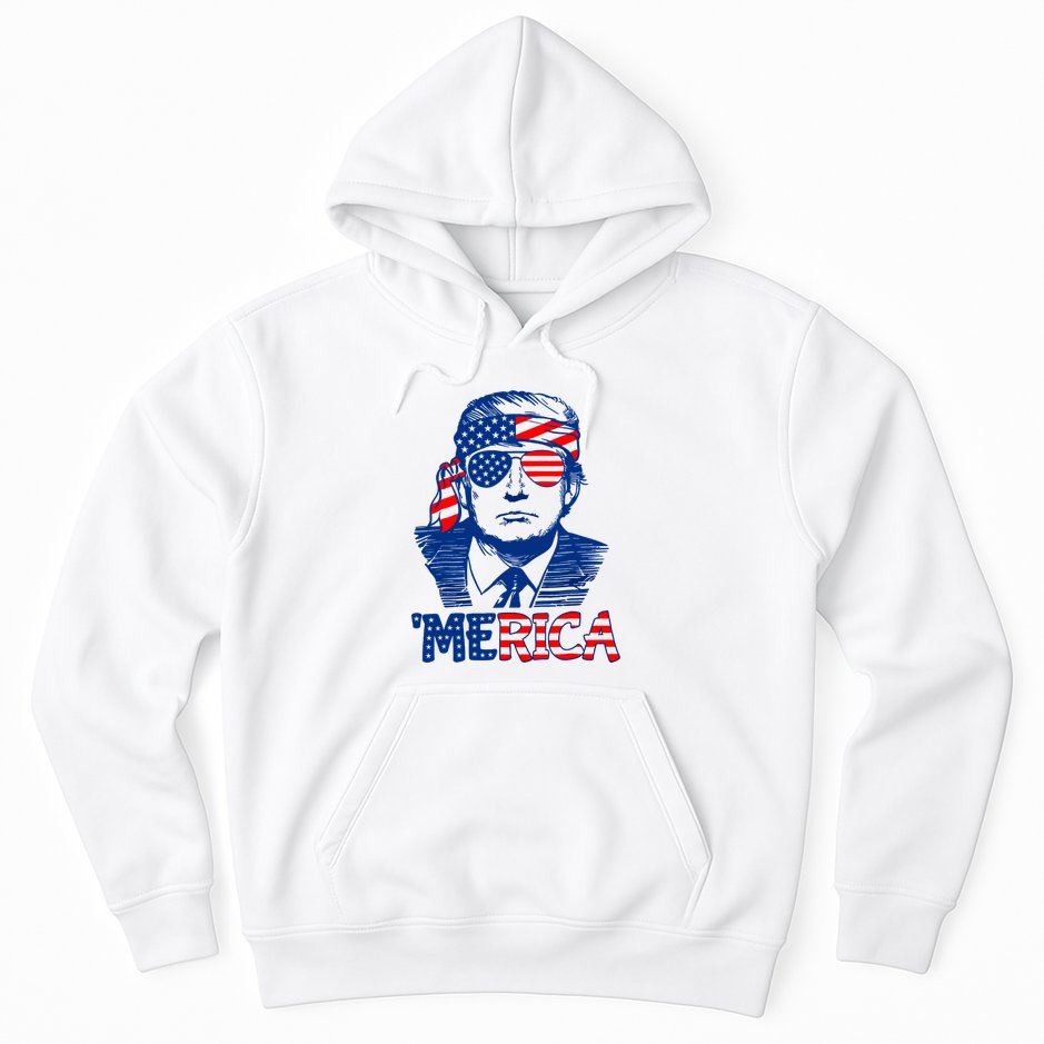 Merica Trump Happy 4th Of July Trump American Flag Fun Hoodie