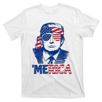 Merica Trump Happy 4th Of July Trump American Flag Fun T-Shirt