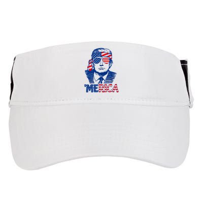 Merica Trump Happy 4th Of July Trump American Flag Fun Adult Drive Performance Visor