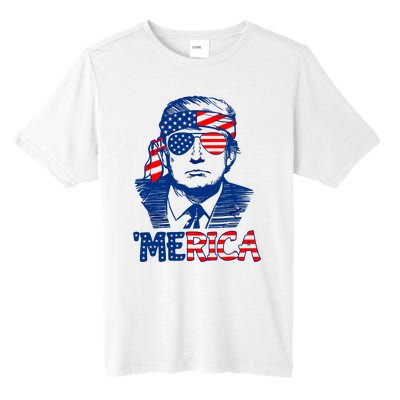 Merica Trump Happy 4th Of July Trump American Flag Fun Tall Fusion ChromaSoft Performance T-Shirt