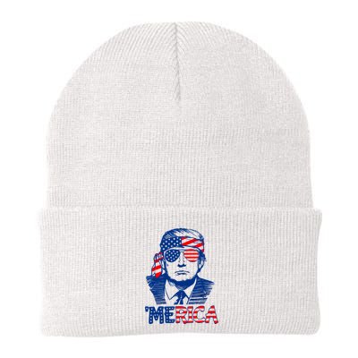 Merica Trump Happy 4th Of July Trump American Flag Fun Beanie