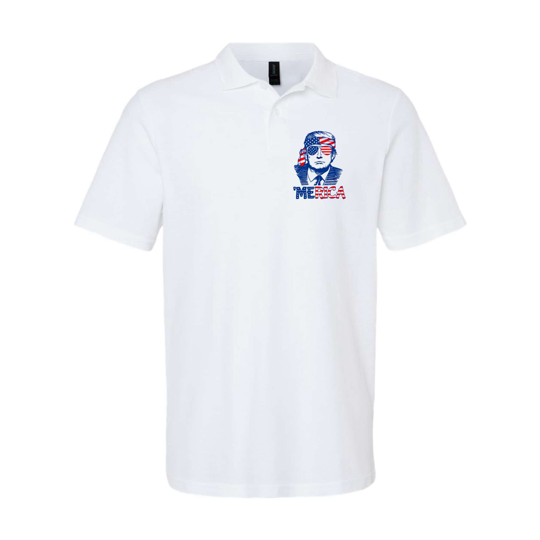 Merica Trump Happy 4th Of July Trump American Flag Fun Polo