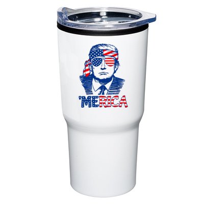 Merica Trump Happy 4th Of July Trump American Flag Fun Tumbler