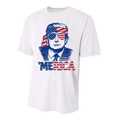 Merica Trump Happy 4th Of July Trump American Flag Fun Performance Sprint T-Shirt