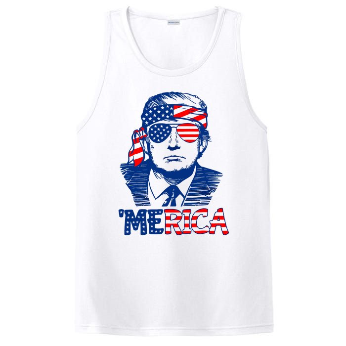 Merica Trump Happy 4th Of July Trump American Flag Fun PosiCharge Competitor Tank