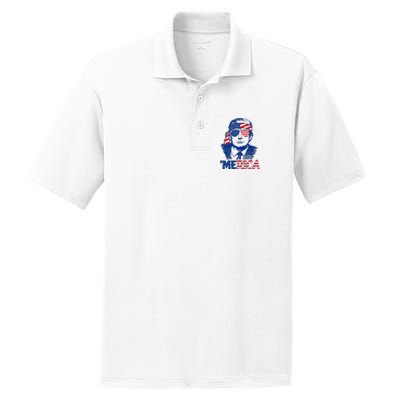 Merica Trump Happy 4th Of July Trump American Flag Fun PosiCharge RacerMesh Polo