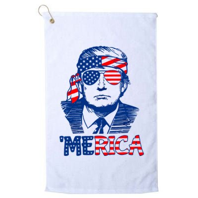 Merica Trump Happy 4th Of July Trump American Flag Fun Golf Towel