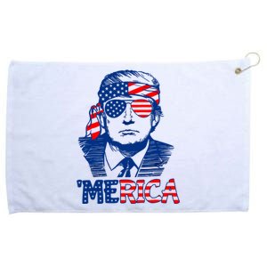 Merica Trump Happy 4th Of July Trump American Flag Fun Grommeted Golf Towel