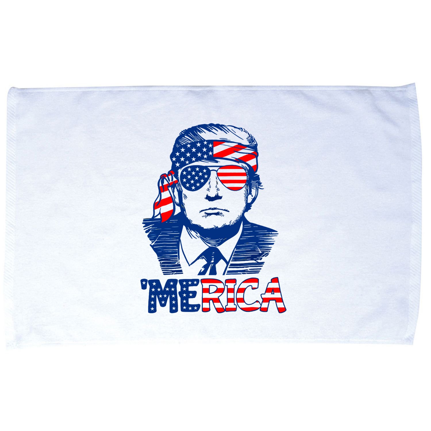 Merica Trump Happy 4th Of July Trump American Flag Fun Microfiber Hand Towel