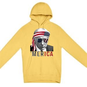 Merica Trump Happy 4th Of July Trump American Flag Usa Premium Pullover Hoodie