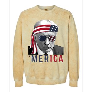 Merica Trump Happy 4th Of July Trump American Flag Usa Colorblast Crewneck Sweatshirt