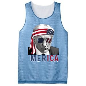 Merica Trump Happy 4th Of July Trump American Flag Usa Mesh Reversible Basketball Jersey Tank