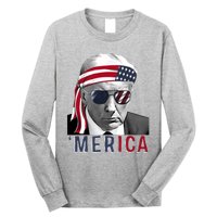 Merica Trump Happy 4th Of July Trump American Flag Usa Long Sleeve Shirt