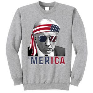 Merica Trump Happy 4th Of July Trump American Flag Usa Sweatshirt