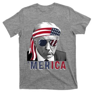 Merica Trump Happy 4th Of July Trump American Flag Usa T-Shirt