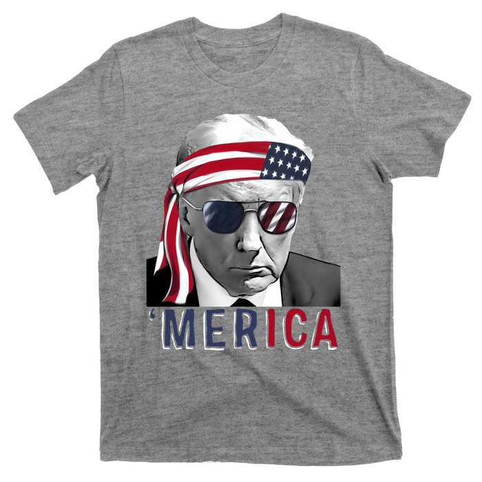 Merica Trump Happy 4th Of July Trump American Flag Usa T-Shirt