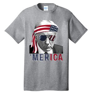 Merica Trump Happy 4th Of July Trump American Flag Usa Tall T-Shirt