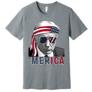 Merica Trump Happy 4th Of July Trump American Flag Usa Premium T-Shirt