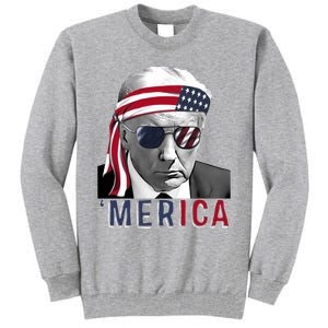 Merica Trump Happy 4th Of July Trump American Flag Usa Tall Sweatshirt