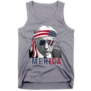 Merica Trump Happy 4th Of July Trump American Flag Usa Tank Top