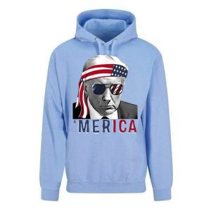 Merica Trump Happy 4th Of July Trump American Flag Usa Unisex Surf Hoodie