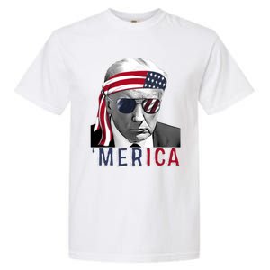 Merica Trump Happy 4th Of July Trump American Flag Usa Garment-Dyed Heavyweight T-Shirt