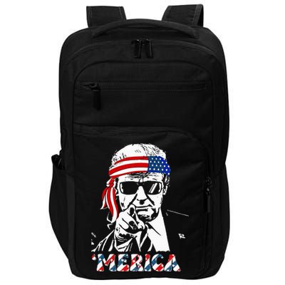 Merica Trump Happy 4th Of July Trump American Flag Impact Tech Backpack