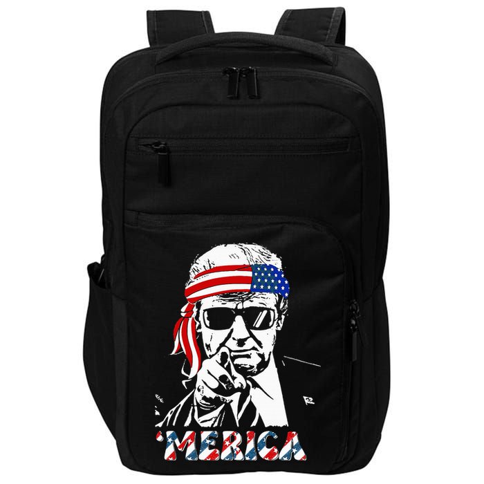 Merica Trump Happy 4th Of July Trump American Flag Impact Tech Backpack