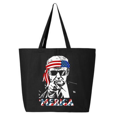 Merica Trump Happy 4th Of July Trump American Flag 25L Jumbo Tote