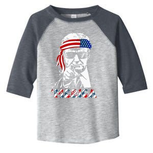 Merica Trump Happy 4th Of July Trump American Flag Toddler Fine Jersey T-Shirt