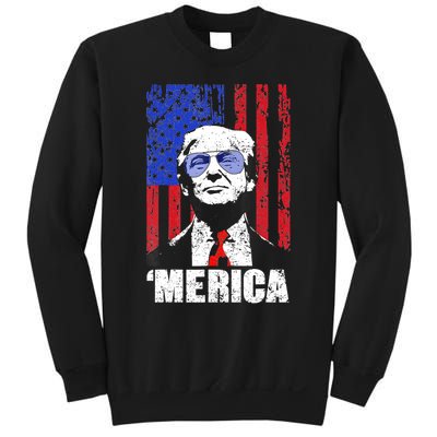 Merica Trump Happy 4th Of July Trump American Flag Gifts Sweatshirt