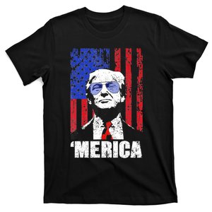 Merica Trump Happy 4th Of July Trump American Flag Gifts T-Shirt