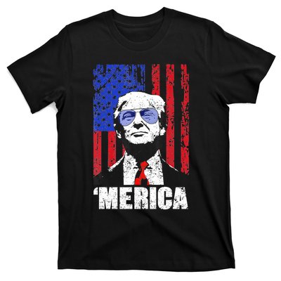 Merica Trump Happy 4th Of July Trump American Flag Gifts T-Shirt