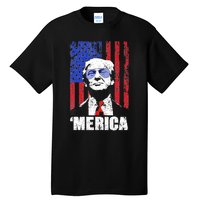 Merica Trump Happy 4th Of July Trump American Flag Gifts Tall T-Shirt