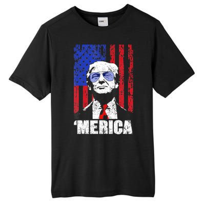 Merica Trump Happy 4th Of July Trump American Flag Gifts Tall Fusion ChromaSoft Performance T-Shirt