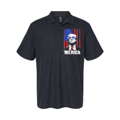 Merica Trump Happy 4th Of July Trump American Flag Gifts Softstyle Adult Sport Polo