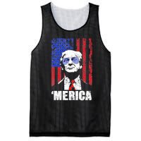 Merica Trump Happy 4th Of July Trump American Flag Gifts Mesh Reversible Basketball Jersey Tank