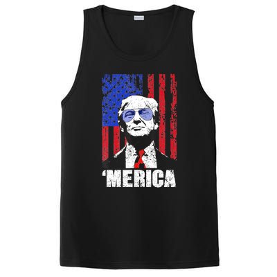 Merica Trump Happy 4th Of July Trump American Flag Gifts PosiCharge Competitor Tank