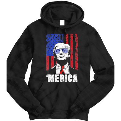 Merica Trump Happy 4th Of July Trump American Flag Gifts Tie Dye Hoodie