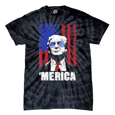 Merica Trump Happy 4th Of July Trump American Flag Gifts Tie-Dye T-Shirt