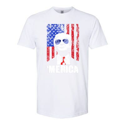 Merica Trump Happy 4th Of July Trump American Flag Gifts Softstyle CVC T-Shirt