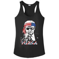 Merica Trump Happy 4th Of July Trump American Flag Ladies PosiCharge Competitor Racerback Tank