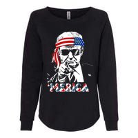 Merica Trump Happy 4th Of July Trump American Flag Womens California Wash Sweatshirt