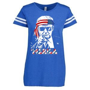 Merica Trump Happy 4th Of July Trump American Flag Enza Ladies Jersey Football T-Shirt