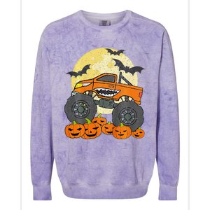 Monster Truck Halloween Jack O Lantern Moon Pumpkin Colorblast Crewneck Sweatshirt